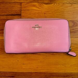 SOLD Coach pink leather zip wallet